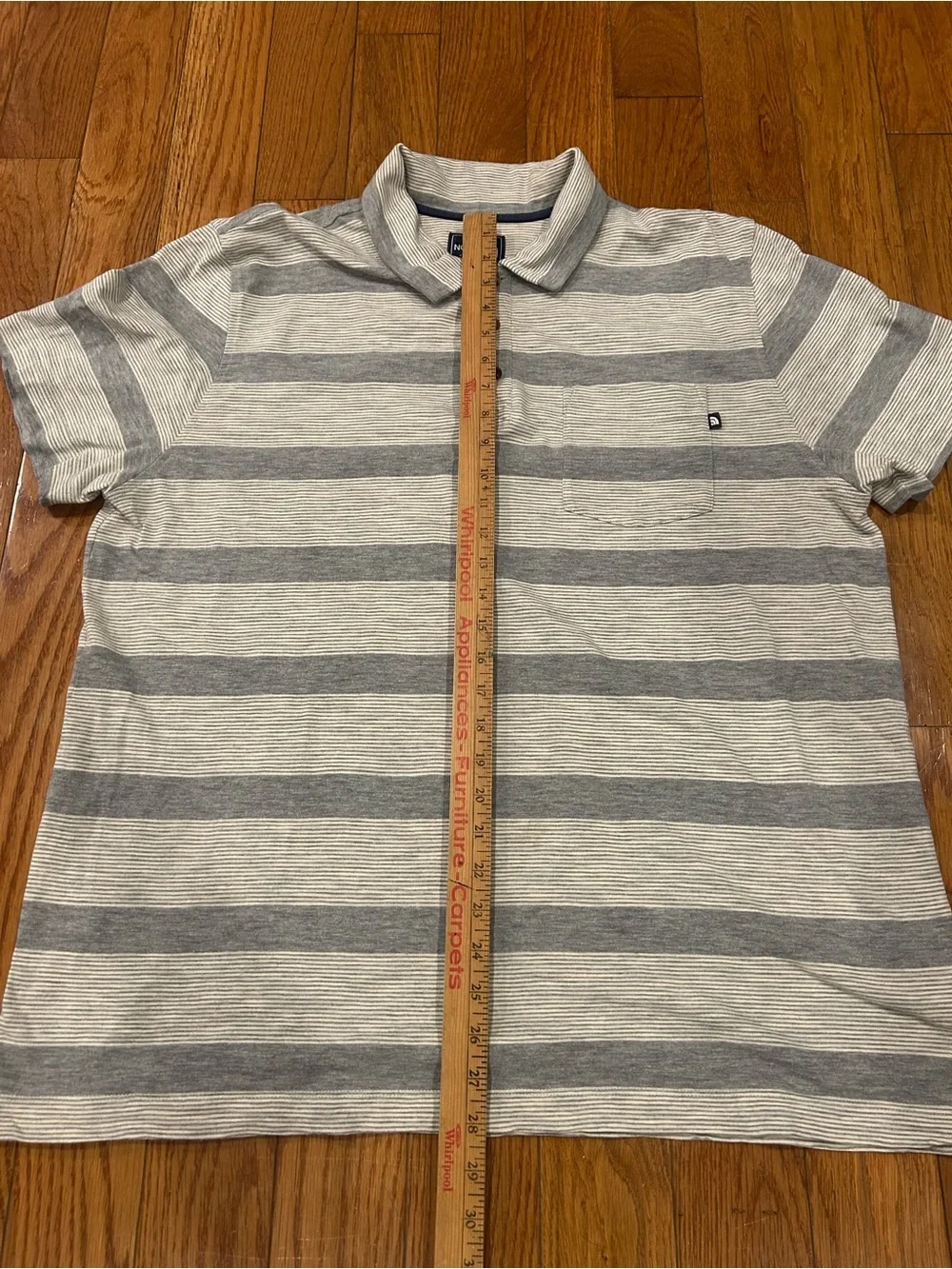 The North Face Polo Shirt‎ Men's XL Gray White Striped Short Sleeve Cotton Blend